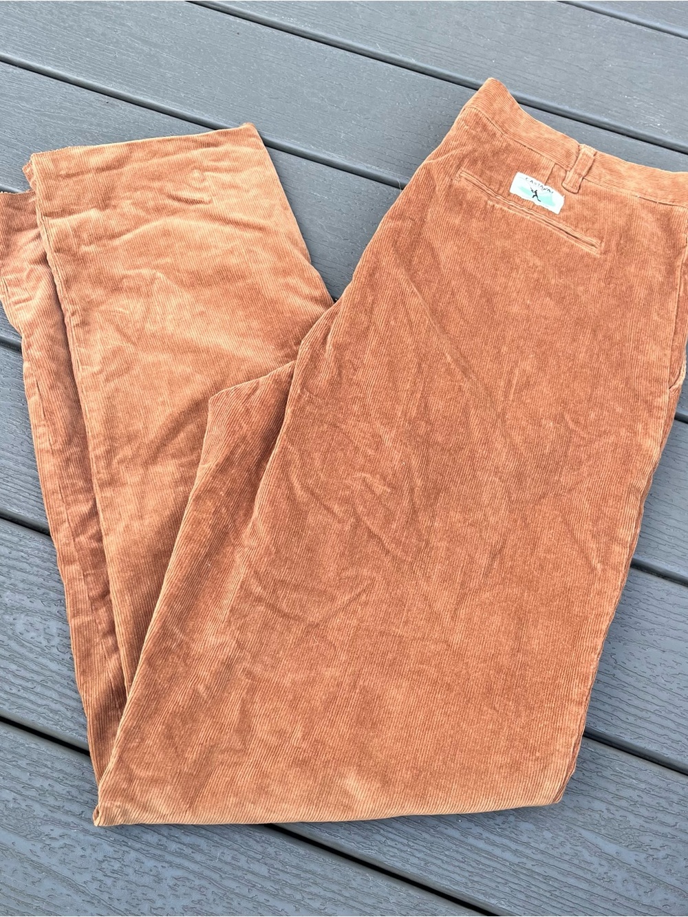 Castaway Nantucket Men’s Corduroy Pants — Rust / Brown 38xUnfinished Hem